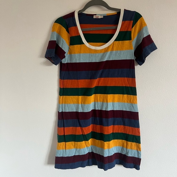 Faherty Striped Rainbow Tshirt Dress, size medium - Picture 2 of 5
